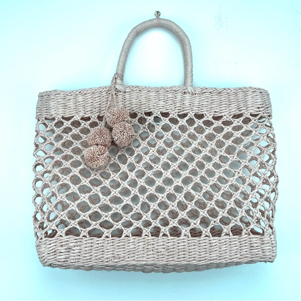 BTB Los Angeles Pink Sunday Morning Straw Tote